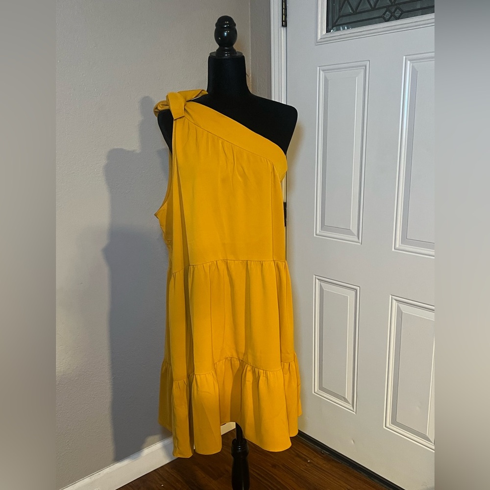 Rebdolls Vibrant Yellow One-Shoulder Dress
